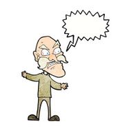 cartoon angry old man with speech bubble N150