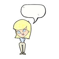 cartoon confused woman with speech bubble N86