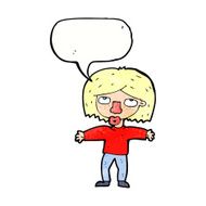 cartoon girl looking upwards with speech bubble N11