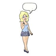 cartoon attractive office woman with speech bubble N11