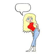cartoon attractive woman looking surprised with speech bubble N10