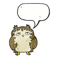 cartoon wise old owl with speech bubble N11