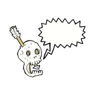 funny cartoon skull and arrow with speech bubble N11