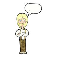 cartoon long mustache man with folded arms speech bubble N11