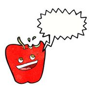 happy apple cartoon with speech bubble N6