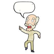 cartoon frightened old man with speech bubble N37
