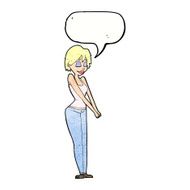 cartoon content woman with speech bubble N11