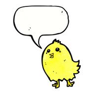 cartoon happy yellow bird with speech bubble N3