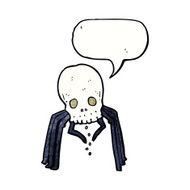 cartoon spooky skull spider with speech bubble N11