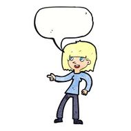 cartoon girl pointing with speech bubble N28