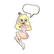 cartoon woman in lingerie with speech bubble N51