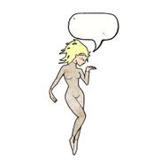cartoon future space woman with speech bubble N10