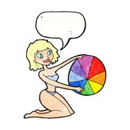 cartoon bikini girl with beach ball speech bubble N11