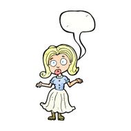 cartoon confused girl with speech bubble N11