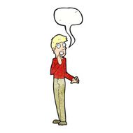 cartoon worried man with speech bubble N102