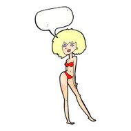 cartoon woman in bikini with speech bubble N53