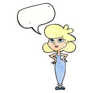 cartoon girl with hands on hips speech bubble N21