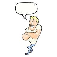cartoon muscle guy with speech bubble N9