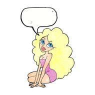 cartoon pretty woman with speech bubble N279