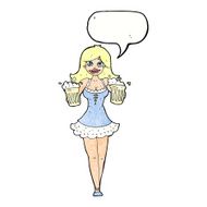 cartoon beer festival girl with speech bubble N11