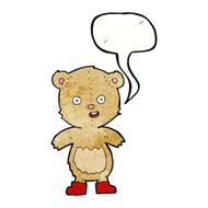 cartoon happy teddy bear in boots with speech bubble N11