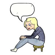 cartoon crying woman with speech bubble N10