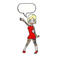 cartoon woman with tattoos speech bubble N11
