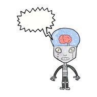 cartoonw weird robot with speech bubble N3