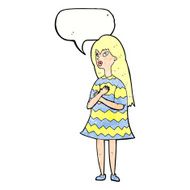 cartoon surprised girl with speech bubble N21