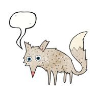 funny cartoon wolf with speech bubble N3