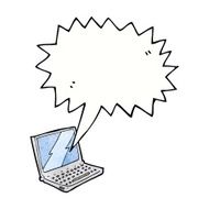 cartoon laptop computer with speech bubble N11