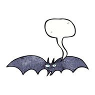 cartoon vampire bat with speech bubble N17
