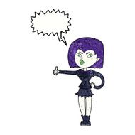 cartoon vampire girl giving thumbs up with speech bubble N11