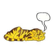 cartoon resting tiger with speech bubble N11