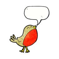 cartoon christmas robin with speech bubble N8