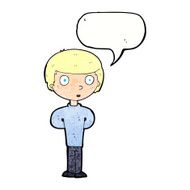 cartoon curious boy with speech bubble N38