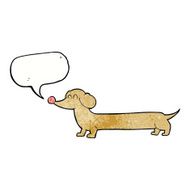cartoon dachshund with speech bubble