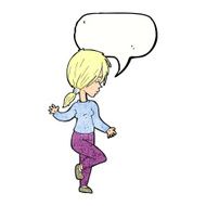 cartoon girl dancing with speech bubble N11