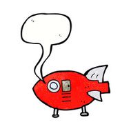 cartoon space rocket with speech bubble N25