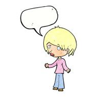 cartoon confused woman with speech bubble N87