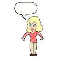 cartoon woman shrugging shoulders with speech bubble N504