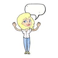 cartoon woman giving up with speech bubble N11