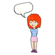 cartoon happy woman with speech bubble N263