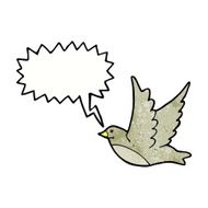 cartoon flying bird with speech bubble N17