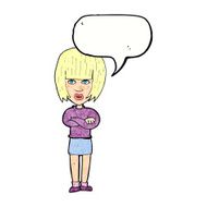 cartoon annoyed woman with speech bubble N189