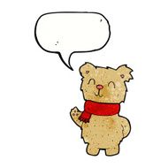 cartoon waving teddy bear with speech bubble N33