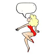 cartoon dancing woman with speech bubble N53