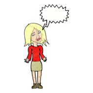 cartoon woman shrugging shoulders with speech bubble N505