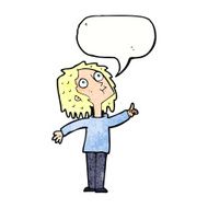 cartoon curious woman with speech bubble N61