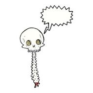 spooky cartoon sull and spine with speech bubble N11